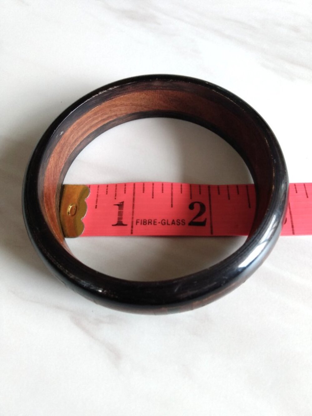 Vintage Wood Inlaid Bangle Bracelet Marquetry Jewelry - Picture 13 of 14